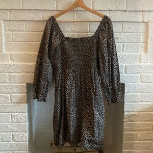 Madewell Lucie Elbow-Sleeve Smocked Floral Print Dress — Large — 100% Cotton